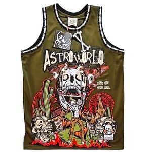 🆕️Travis Scott Astroworld Brand X Olive Basketball Jersey. Size: Med